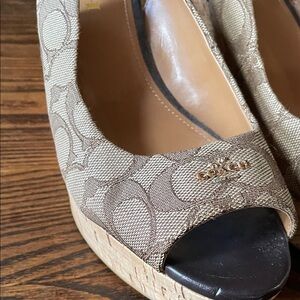 Coach Beige Patterned Wedge Shoes like new!!!